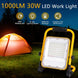 Solar Work Light portable LED with 1000 lumens, 30W, waterproof, rechargeable, foldable with 360° rotation for outdoor use
