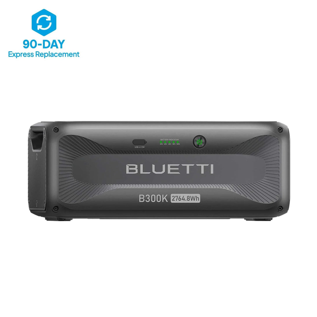 BLUETTI B300K Expansion Battery 2764.8Wh high-capacity LiFePO4 portable power storage unit with durable aluminum casing and USB-A output port