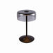 Crystal cordless table lamp with smoky glass shade and touch switch for adjustable LED lighting