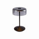 Crystal cordless table lamp with smoky glass shade and touch switch for adjustable LED lighting