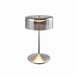 Modern crystal cordless table lamp with smoky glass shade and aluminum base