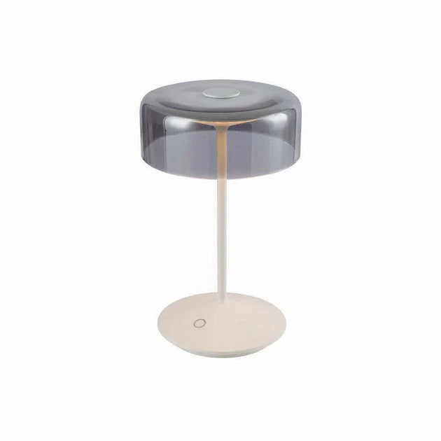 Crystal cordless table lamp with smoky glass shade and touch switch