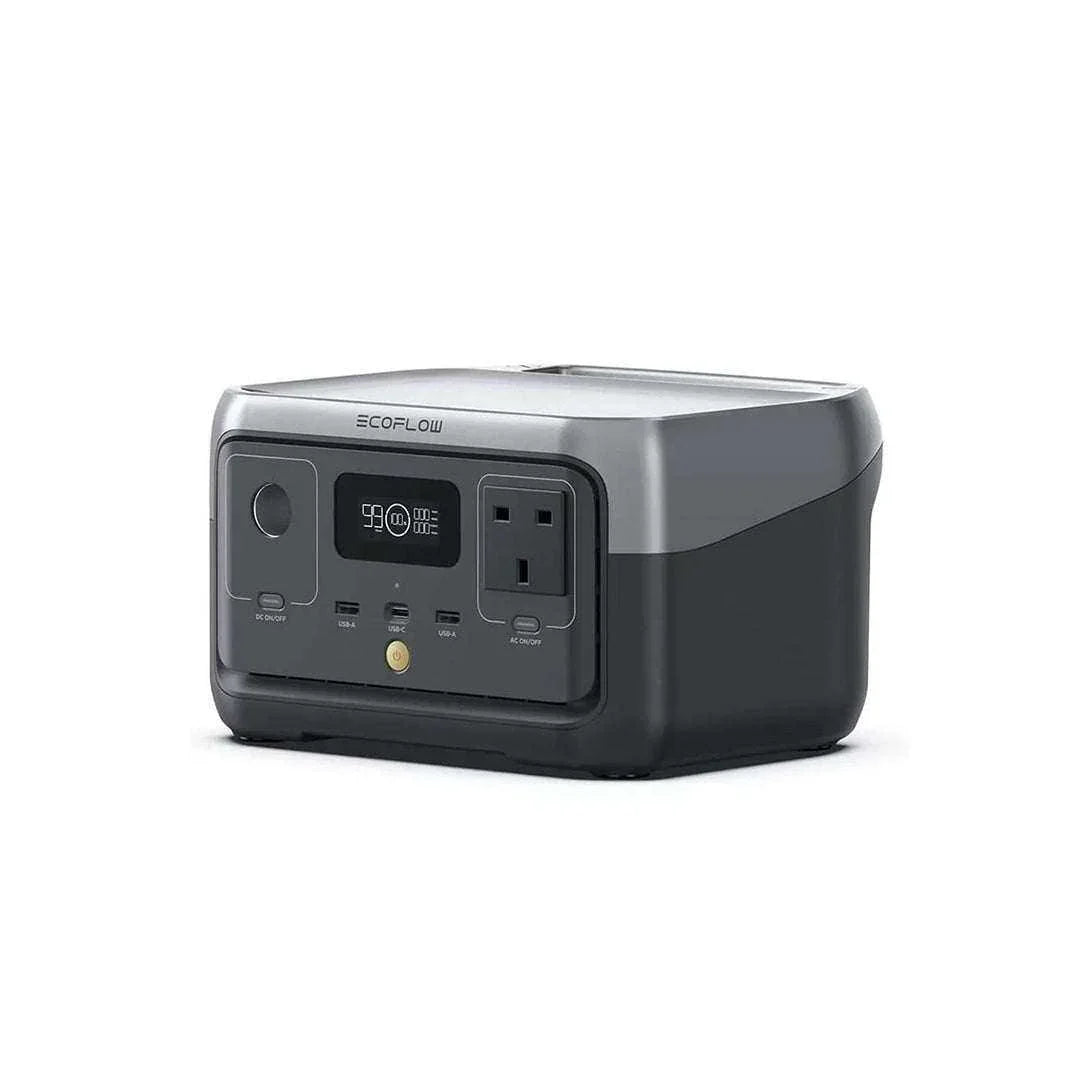 EcoFlow RIVER 2 portable power station with 256Wh capacity, multiple ports, fast charging, and compact design