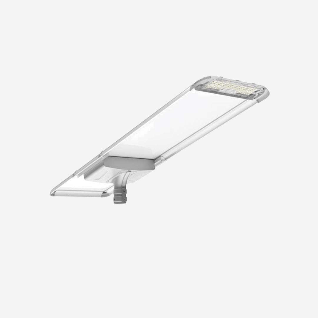 Elant 120W integrated solar streetlight with mono solar panel, LED lamp beads, aluminum alloy case, and remote control