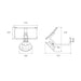 Technical drawing of 5V/50W Solar Garden Light with dimensions for wall or pole mounting