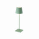 Plissé cordless green LED table lamp with touch switch and flexible dimming