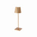 Plissé cordless LED rechargeable table lamp with pleated shade and aluminum finish