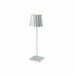 Plissé cordless sleek silver aluminum table lamp with frosted polycarbonate diffuser and touch dimming
