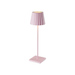 Plissé cordless pink LED rechargeable table lamp with pleated shade and touch dimming controls
