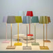 Plissé cordless LED rechargeable table lamps with colorful pleated shades and sleek modern design