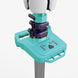 Close-up of turquoise base and control panel of Petal Tripod Light TLF200 SA with handle and adjustment mechanism