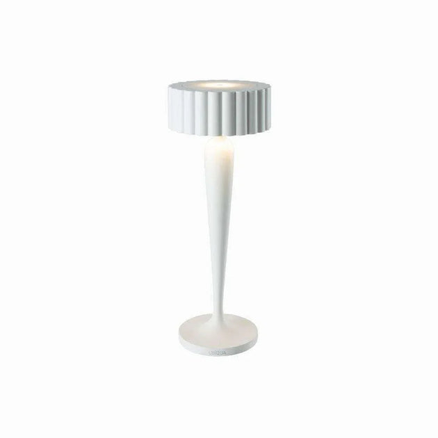 Twiggy cordless white LED rechargeable table lamp with frosted diffuser and sleek aluminum design