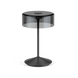 Crystal cordless table lamp with smoky glass shade and aluminum base, touch switch, and LED rechargeable design