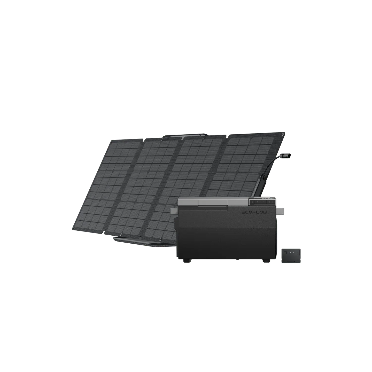 EcoFlow GLACIER portable refrigerator with detachable suitcase design and solar panels for wireless cooling up to 40 hours