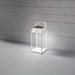 Handy solar rechargeable white LED lantern with aluminum frame and frosted diffuser lighting outdoor space