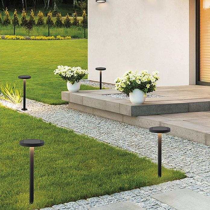 Nap Solar anthracite ground pole with 2.2w LED warm light for outdoor garden and walkway lighting