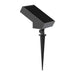 Black solar path light with adjustable solar panel and stake for garden illumination