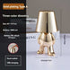 Little Golden Man Table Lamp with gold plating, USB charging, and touch switch.