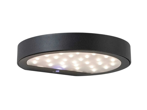 Anthracite solar LED wall light with 2.2W power and warm 3000K light for outdoor use with IP54 protection