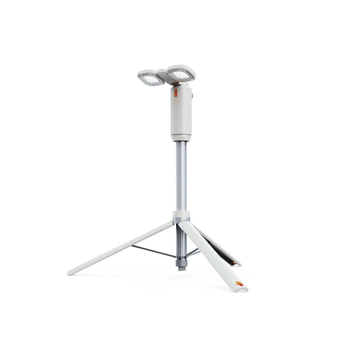 ECP002 multi-functional camping light with adjustable dual LED heads and tripod stand for versatile outdoor illumination
