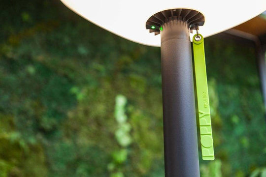 LUTEC Poppy solar LED floor lamp with built-in Bluetooth speaker and waterproof design