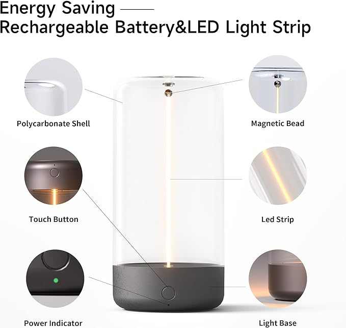 Auge Light Night Lights modern 3-level dimming bedside table lamp battery operated