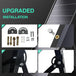 Upgraded installation guide for solar flood light with solar panel and fixtures.