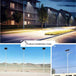 Solar Grain Street Light with 5V solar panel illuminating street; features LED lamp beads, remote control, and aluminum-magnesium alloy shell.