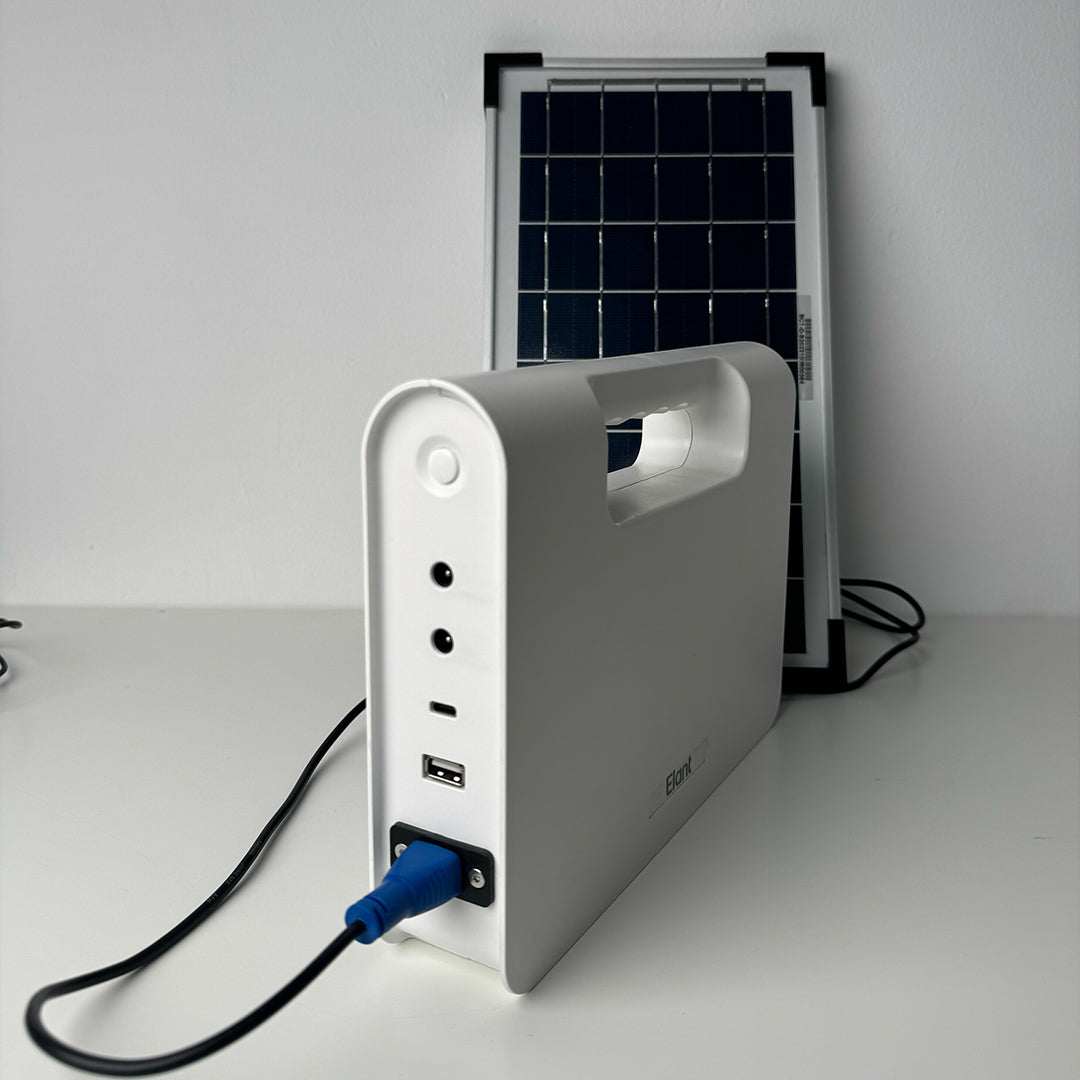 Solar Rechargeable Emergency Lantern with power storage and USB output.