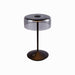 Crystal cordless table lamp with removable glass shade and touch switch on a sleek black base.