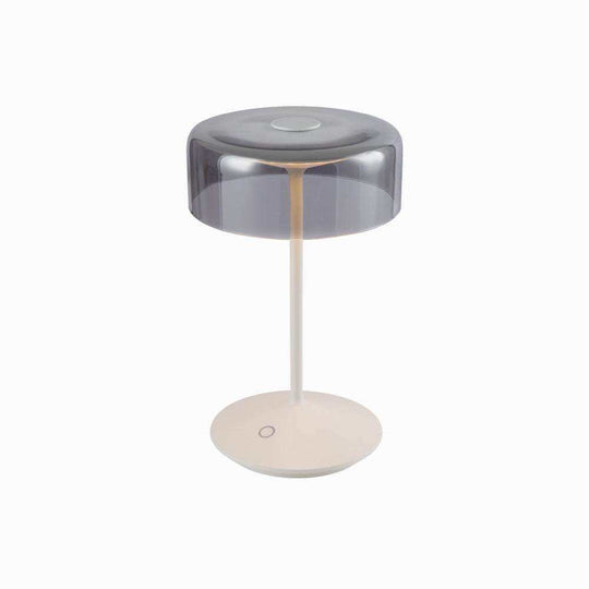 Crystal cordless table lamp with removable smoky glass shade and touch switch.