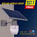 Elant Solar Golden Apple Light mounted on wall with solar panel, offering eco-friendly outdoor illumination.