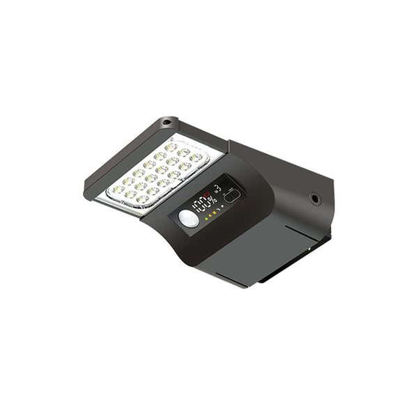 Black integrated solar street light with LED panel and smart sensor display