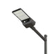 Integrated solar street light with LED panel and digital display mounted on pole
