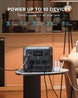 EcoFlow RIVER 2 Pro portable power station charging multiple devices in a living room setting.