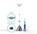 Portable Petal Tripod Light TL-200P with charger and battery pack, ideal for 360-degree illumination in outdoor and emergency settings.