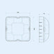 Technical drawing of a 50W solar ceiling and wall light with dimensions 199mm by 199mm by 79mm.
