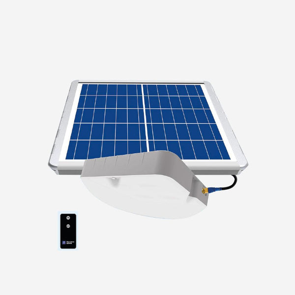 Solar Ceiling & Wall Light 50W with solar panel and remote control for outdoor lighting.