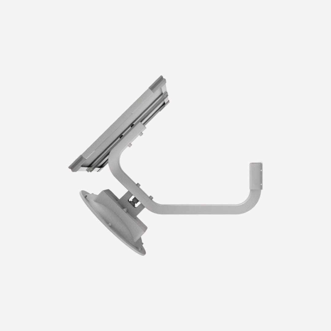 Side view of 5V/50W solar garden light with aluminum alloy frame and adjustable solar panel mount