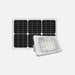 Solar flood light with LED lamp and solar panel, made from aluminum magnesium alloy, for outdoor use.