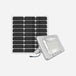 Solar flood light with mono panel, featuring PC optical lens, LED lamp beads, aluminum magnesium alloy case, waterproof IP65, 5V/50W solar panel.