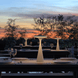 Elant Dusk rechargeable table lamp on outdoor dining table at sunset