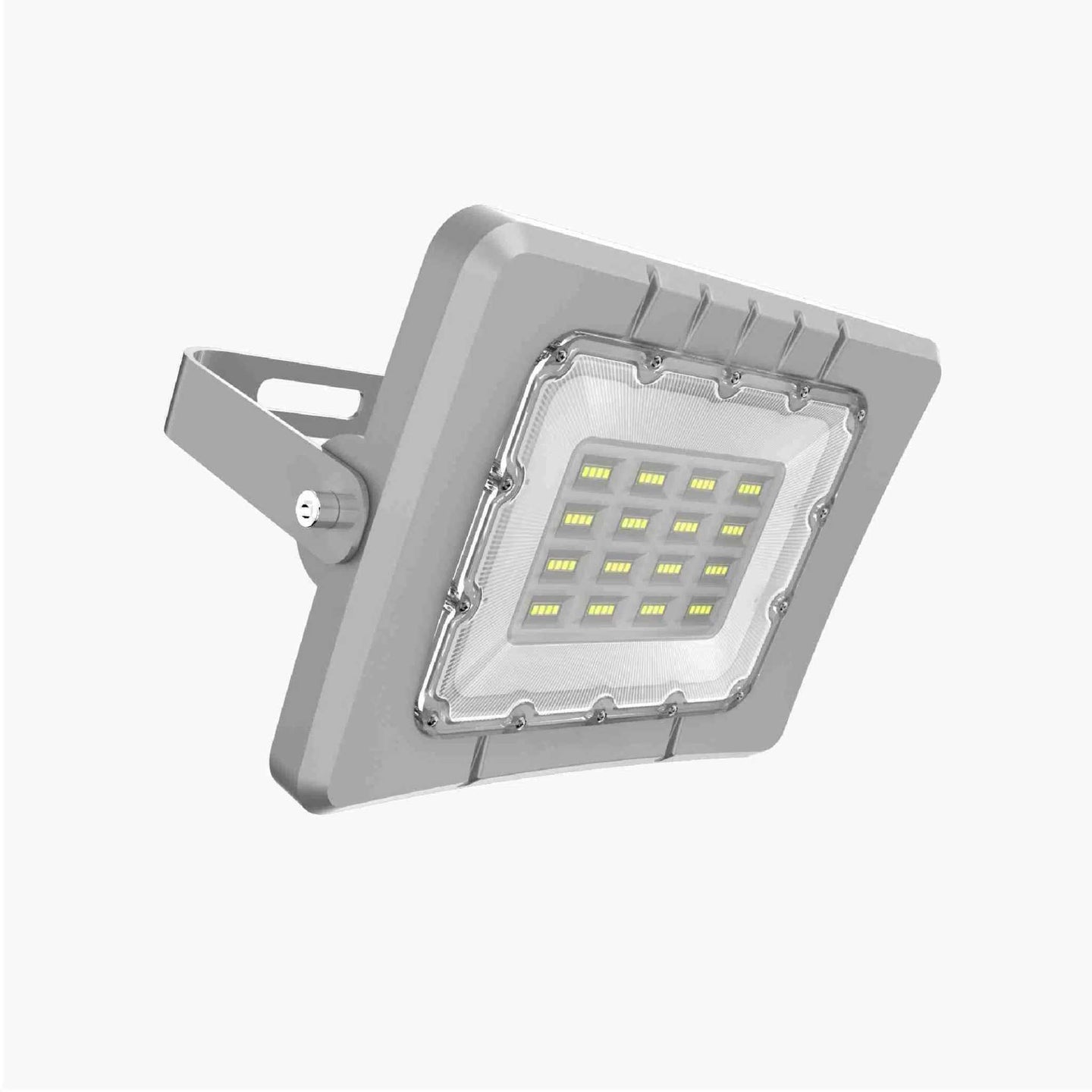 Outdoor Solar Flood Light with integrated LED lamp beads, aluminum magnesium alloy case, and heat sink.
