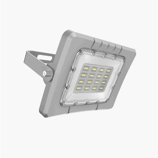 Outdoor Solar Flood Light with integrated LED lamp beads, aluminum magnesium alloy case, and heat sink.