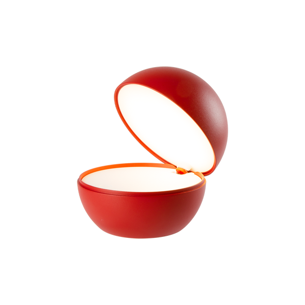 Goodnight cordless table lamp round red rechargeable LED with dimmable light