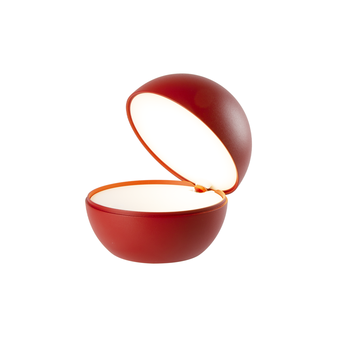 Cordless table lamp with round ball design, featuring LED rechargeable light and flexible dimming.