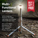 Multi-Functioning Camping Light standing on ground with detachable lamp, 800Lm brightness, and adjustable height to 1.9m.