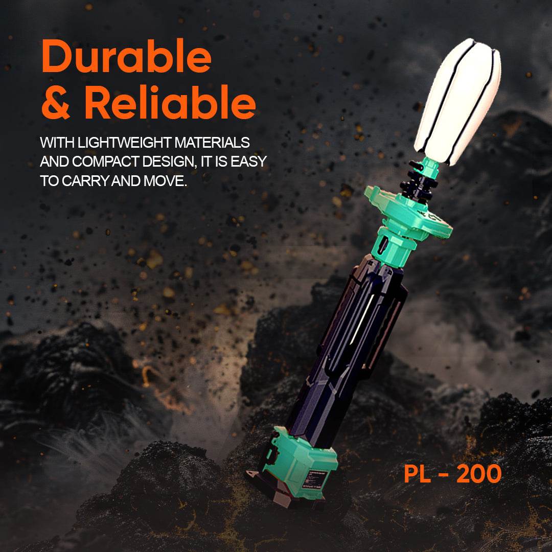 Portable Petal-like Tripod Light TL-200P with 360-degree coverage, adjustable height, and durable construction for versatile illumination.