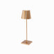 Gold Plissé cordless table lamp, elegant design, aluminum die-casting, dimmable LED lighting.