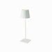 Plissé cordless table lamp, sleek modern design, white finish.